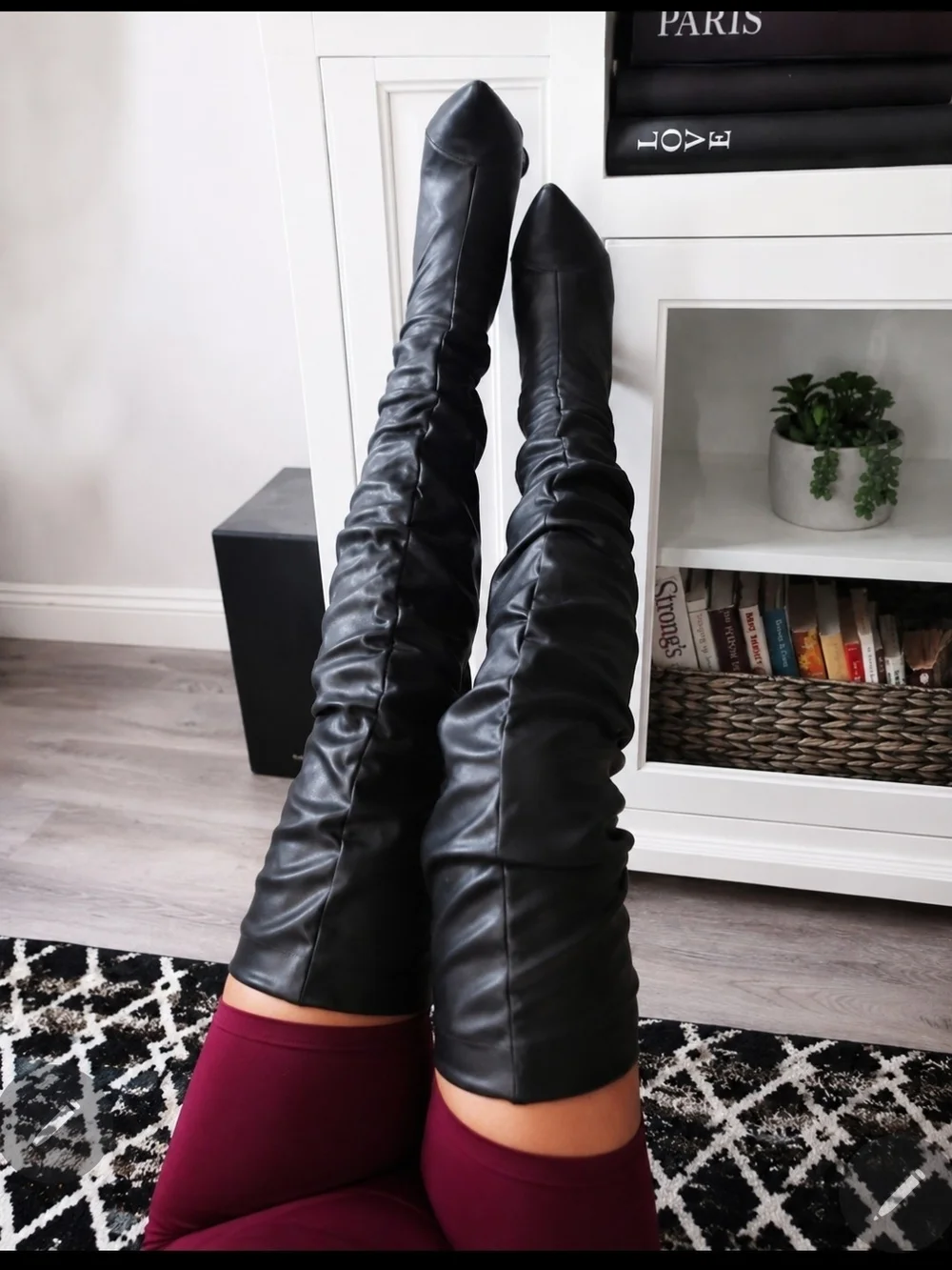 Forever Link Over-the-Knee Black Leatherette Boots